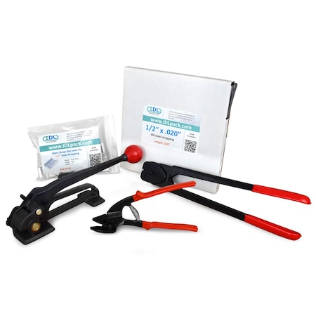 Idl Packaging 1/2" Basic Steel Strapping Kit, 200 Ft. Tensioner/Sealer/Cutter B.SSK.12.200